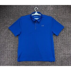 Under Armour Shirt Mens 2XL Blue Tech Polo Heat Gear Quick Dry Wicking Golf